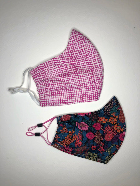 LL Face covering - Fuchsia Plaid/Liberty (2 in 1 pack)