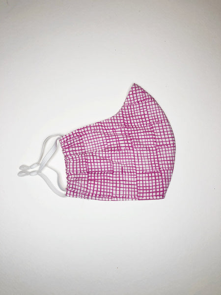 Fuchsia block print plaid Face Covering