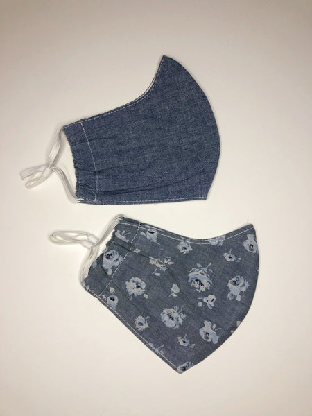 Chambray and Chambray Floral Face Covering
