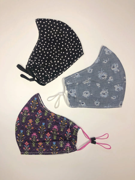 Dot, Chambray and Liberty Floral Mask