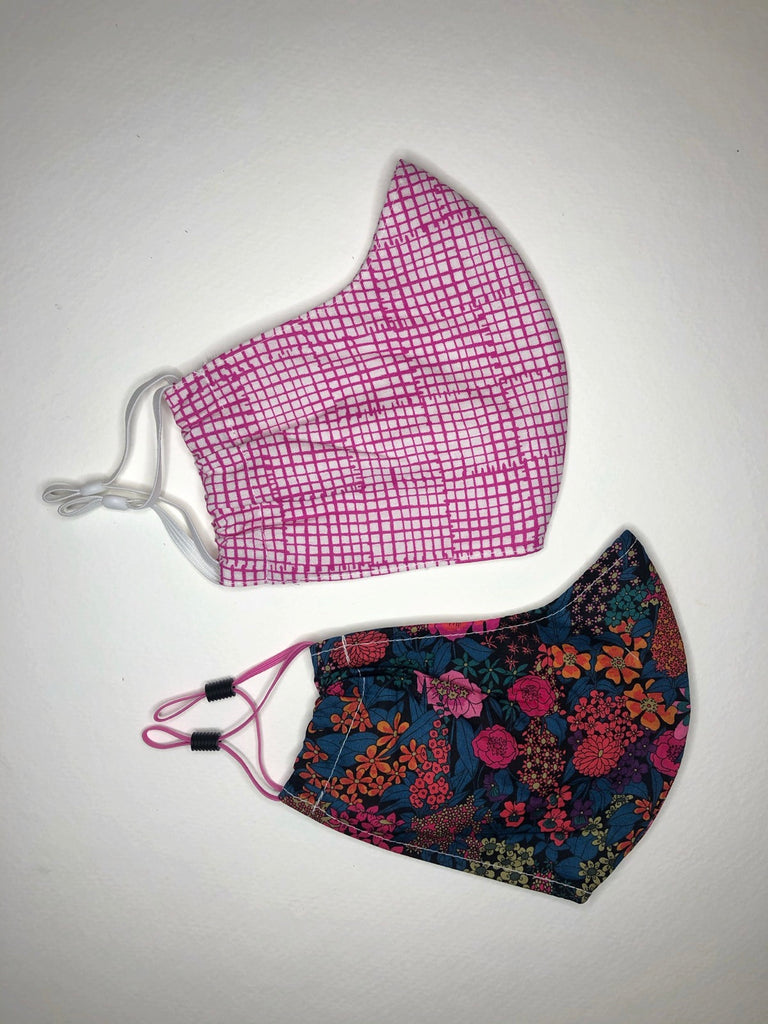 LL Face covering  - Fuchsia Plaid/Liberty (2 in 1 pack)